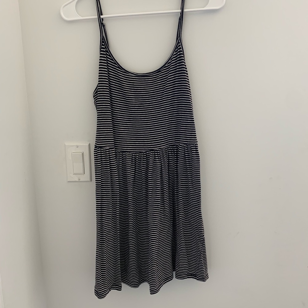 F21 Black And White Striped Babydoll Dress